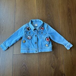 Children's Light Blue Denim Jacket with Mini Mouse Patches